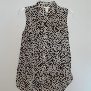 "h&m" Animal Print Sleeveless Button Blouse / Top   Size 2